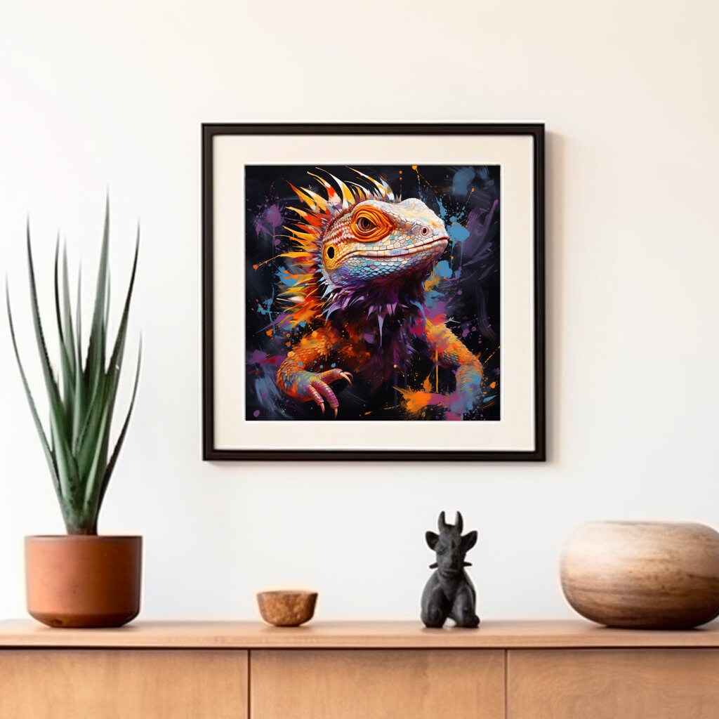 Bearded Dragon Canvas : UK Poster Print Wall Art Printed Frame Wrap Pet ...