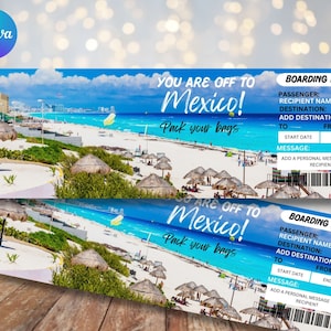 Ausdruckbare MEXIKO Überraschungskarte. Bordkarte. Druckbares Ticket. Fahrtkarte. Urlaubsticket. Bearbeitbare PDF-Sofortdownload