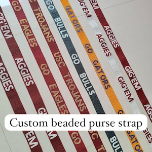 Custom Beaded Gameday Purse Strap - Personalized Stadium-Approved Beaded Bag Strap for Clear Bags, Adjustable Crossbody Game Day Accessory