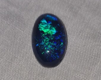 Lightning Ridge Black Crystal Opal 4ct | High Dome Natural Solid Australian Opal | Green Blue Cabochon