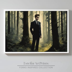 Brooding Man in Dark Forest | Lion and the Lamb | Subtle Fan Art | Fantasy Artwork | Digital Download | Forks Painting | Vampire Print