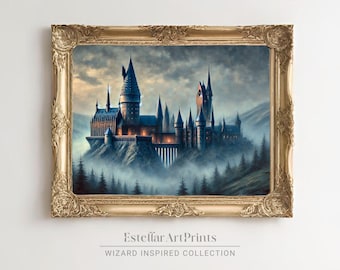 Wizard School Landscape | Magical Castle | Digital Artwork | Wizard Inspired Artwork | Subtle Fan Art | Magic School | Magic Wall Art