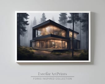 Vampire Home | Forks Washington | Moody Forest Home | Modern Wall Art | Mystical Cottage Home | The Cullens | Moody Digital Art |