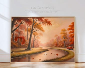 Red Subtle Artwork | Eras Themed Print | Fall Nursery | Autumn Portrait | Falling Leaves Landscape | Red Leaves | Red Era | All Too Well
