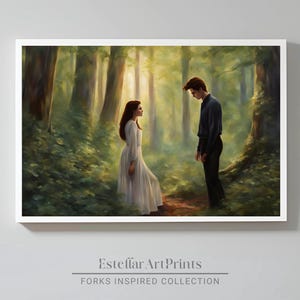Forest Wall Art | Lion and the Lamb | Subtle Fan Art | Fantasy Artwork | Digital Download | Forks Painting | Vampire Print | Werewolf