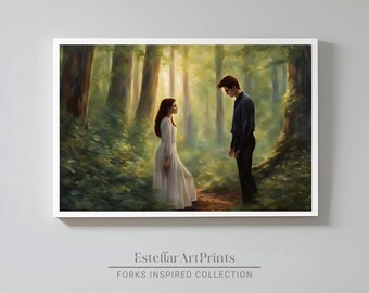 Forest Wall Art | Lion and the Lamb | Subtle Fan Art | Fantasy Artwork | Digital Download | Forks Painting | Vampire Print | Werewolf