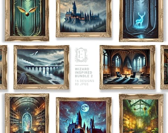 Wizard Inspired Gallery Wall Bundle | Digital Download | Magic Wizard School | Wizard Classroom | Subtle Fan Art | Moody Fall Wall Art
