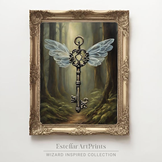 Magic Key | Fanart | Dark Forest | Moody Home Decor | Spooky Wall Art | Wizard Inspired Art | Magic World Wall Art | Magic School | JPG