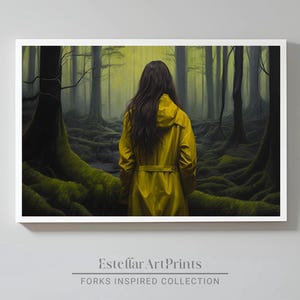 Girl Wandering in Dark Forest | Lion and the Lamb | Subtle Fan Art | Fantasy Artwork | Digital Download | Yellow Raincoat Painting | Vampire