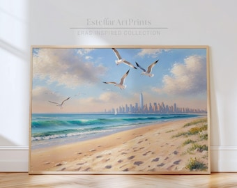 New York Skyline | Eras Wall Art | 1989 Nursery | Beach Portrait | Summer Beach Landscape | Blue Sky | 1989 Era | Welcome to New York |