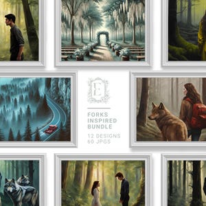 Forks Inspired Gallery Wall Bundle | Digital Download | Vampire Werewolf Art | Fantasy Art Prints | Subtle Fan Art | Moody Fall Wall Art