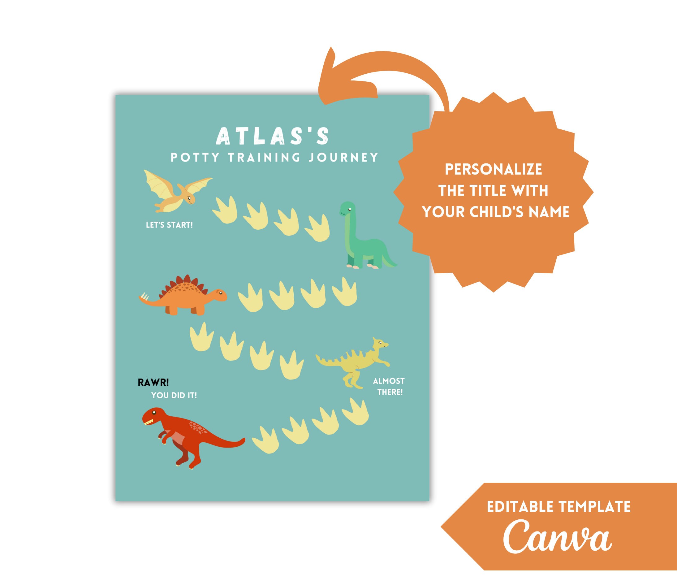 Printable Potty Chart, Reward Chart Potty Training, Boys Potty Chart, Dino Potty Chart - Etsy