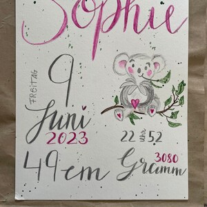 Personalisiertes Geschenk zur Geburt, Geburtsdaten, Geburtsanzeige