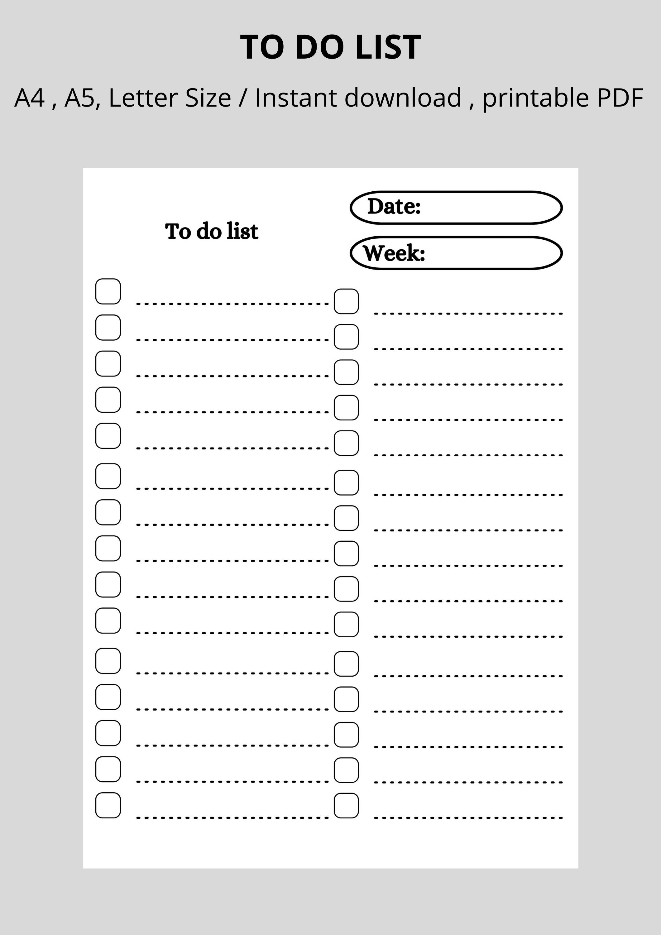 To Do List Printable, Daily to Do List, Weekly to Do List, Daily to Do