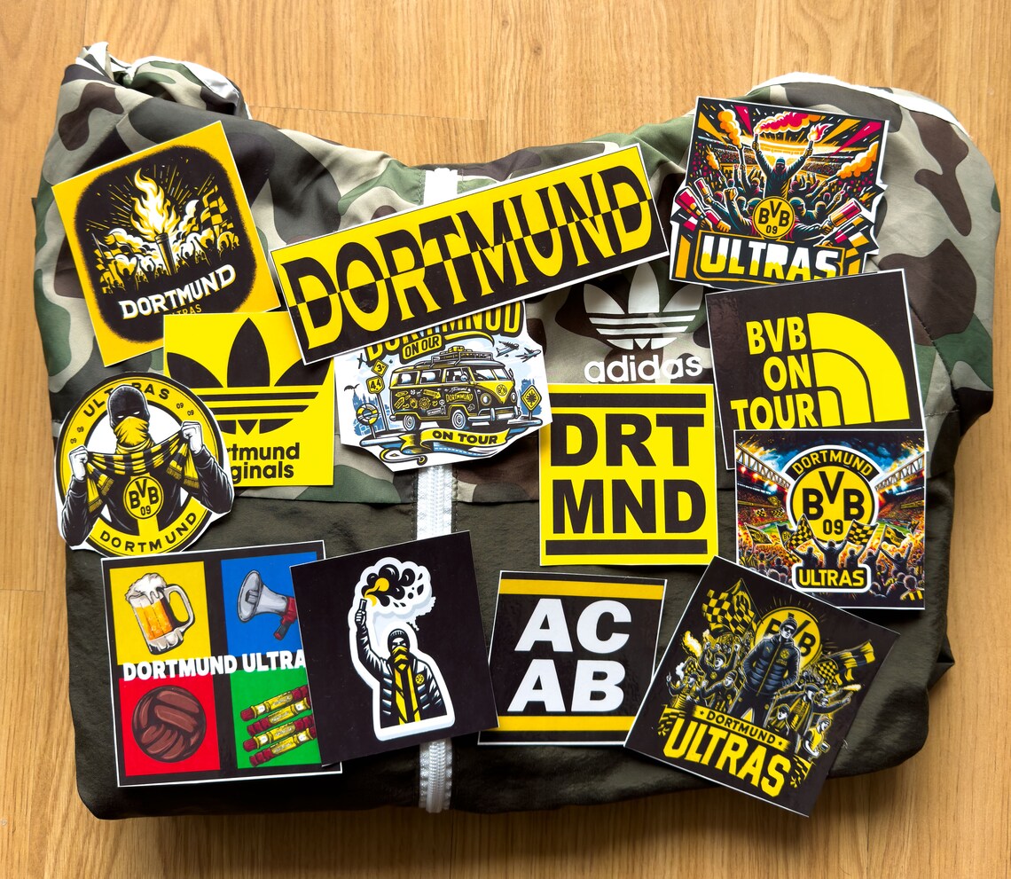 100 Pcs X Borussia Dortmund Ultras and Casual Stickers. Banner BVB Fans