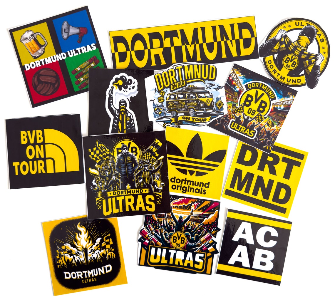 100 Pcs X Borussia Dortmund Ultras and Casual Stickers. Banner BVB Fans