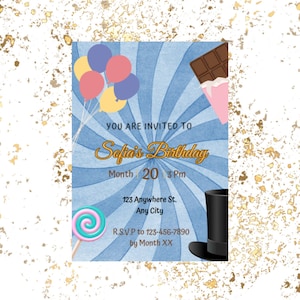 Golden Ticket Invitation | Candy Invitation | Chocolate Invitation | Fantasy Invitation