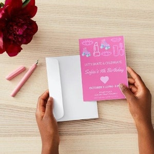 Barbi | Let&#39;s Go Party | Pink Party Invitation | Roller Skating Party