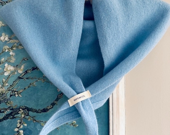 Pure Wool Knit Triangle Scarf | Soft Warm Winter Shawl | 100% Wool Neck Wrap