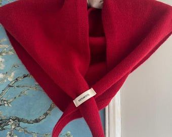 Pure Wool Knit Triangle Scarf | Soft Warm Winter Shawl | 100% Wool Neck Wrap