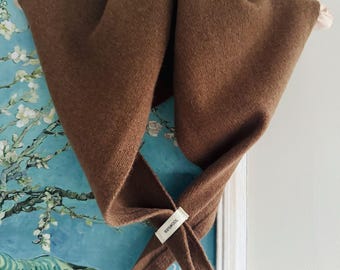 Pure Wool Knit Triangle Scarf | Soft Warm Winter Shawl | 100% Wool Neck Wrap
