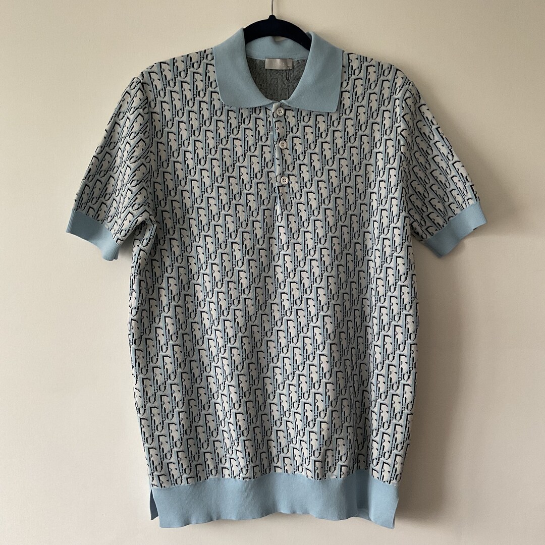 Retro Square Print Polo Collar Short Sleeve Shirt