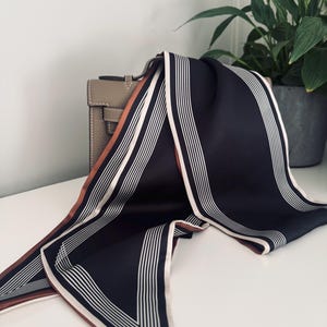 Luxury Print Silk-Feel Scarf | Thin Long Neck Scarf, Bag Scarf, Hair Accessory