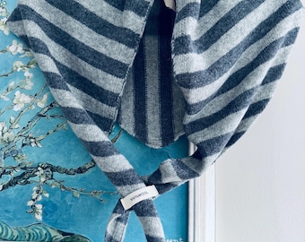 Pure Wool Knit Triangle Scarf | Soft Warm Winter Shawl | 100% Wool Neck Wrap