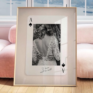 Impresión en blanco y negro, regalo de pareja de novios, arte mural con foto de naipes