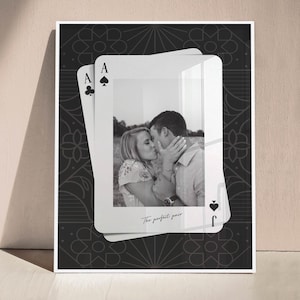 Aangepaste fotoprint voor stellen, kunst aan de muur speelkaart, romantisch jubileumcadeau, cadeau voor haar of hem