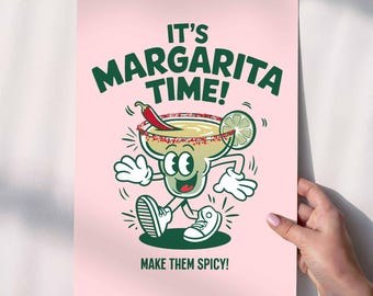Margarita Cocktail Print | Bar Art | Spicy Marg Print | Kitchen Wall Decor | Retro Poster
