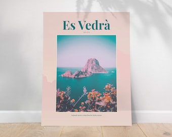 Ibiza Travel Poster, Retro Style Es Vedra Wall Art