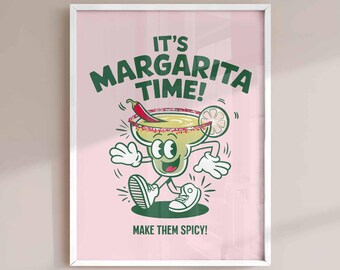Spicy Margarita Art Print: Trendy Cocktail Bar Wall Decor