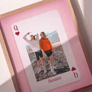 Regalo fotografico per il migliore amico, carta da gioco rosa da parete
