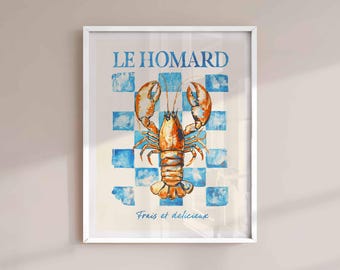 Lobster Print: Trendy Seafood Wall Art - Kitchen & Beach House Decor