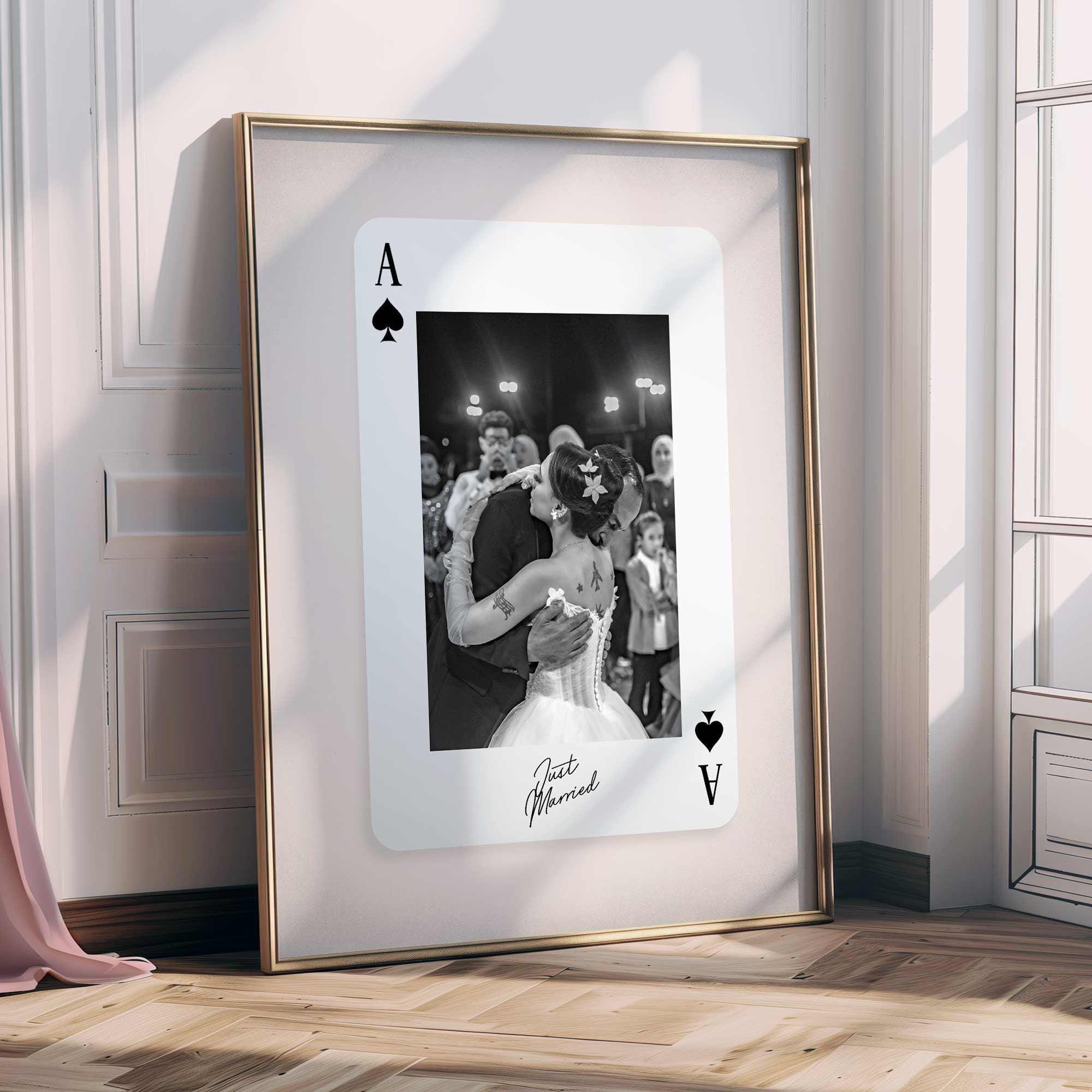 Black and White Custom Playing Card Print, Wedding Couple Gift