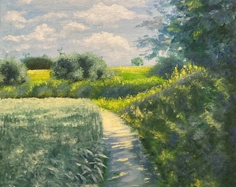 Lumière de l’après-midi,Peinture sur toile à l’huile,peinture originale ,peinture de paysage,peinture en plein air,art impressionniste.