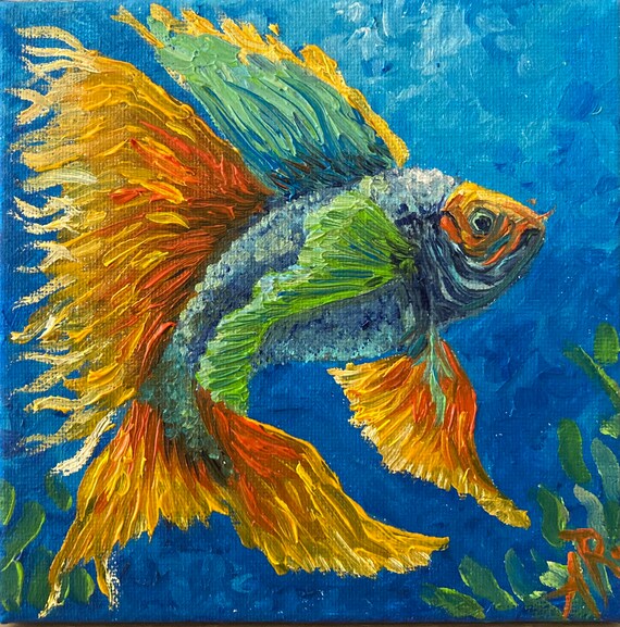 油絵 魚 上野山 清貢 魚 油彩画 -