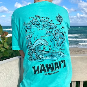 Hook Short Sleeve Hawaiian Surf Tee Unisex Print on Back