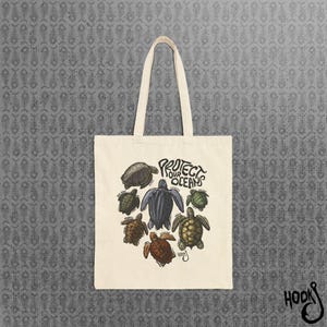 Hook Sea Turtle Canvas Tote Bag