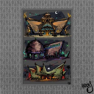 Póster vertical Hook Artwork "Vintage Tiki Palace"