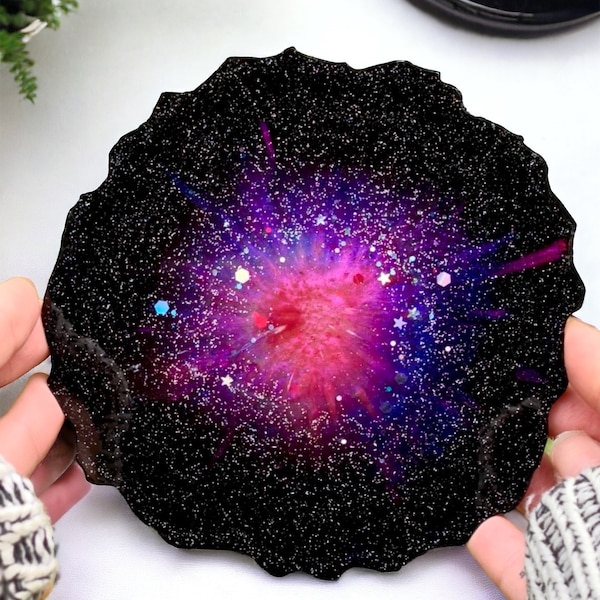 Custom Galaxy Resin Coasters - Set of 2, Optional Border, Gift Ideas, Home Decor