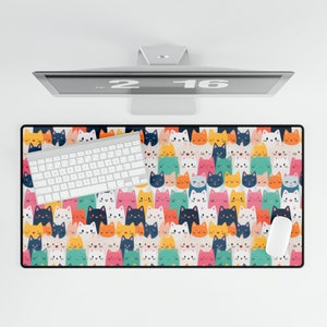 Kawaii Cat Desk Mat, Cute Desk Mat, Desk Mat Kawaii, Desk Mat Aesthetic, Cat Desk Mat, Kawaii Mousepad, Desk Mat Cute, Anime Desk Mat,