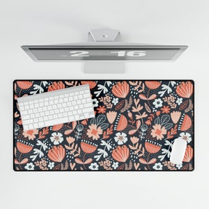 Cute Desk Mat, Boho Flower Desk Mat, Desk Mat Cute, Desk Mat Aesthetic, Cute Desk Decor, Boho Floral Desk Mat, Cute Mousepad, Boho Mousepad
