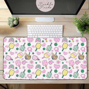 Pickleball Desk Mat, Pink Pickleball Desk Mat, Pickleball Desk Decor, Pickleball Office Decor, Pickleball Office Gift, Pickleball Mousepad