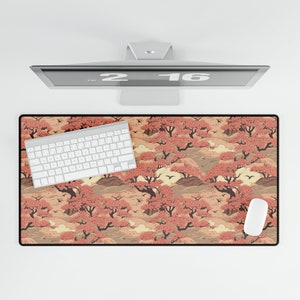 Desk Mat Japanese, Cute Desk Mat Japanese Desk Mat, Desk Mat Aesthetic, Sakura Tree Japanese Cherry Blossom Desk Mat, Desk Mat Nature