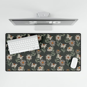 Cute Desk Mat, Flower Desk Mat, Desk Mat Cute, Desk Mat Aesthetic, Cute Desk Decor, Retro Flower Desk Mat, Cute Mousepad, Flower Mousepad