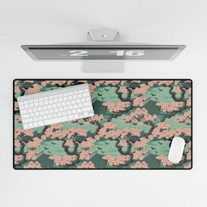 Desk Mat Japanese, Cute Desk Mat Japanese Desk Mat, Desk Mat Aesthetic, Sakura Tree Japanese Cherry Blossom Desk Mat, Desk Mat Nature