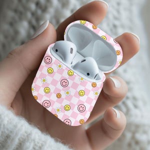 Happy Face Checkered Airpod Case, Airpod Case, Cute Airpod Case, Airpod Pro Case, Airpods Case, Airpods, Airpods Pro 2 Case, Airpod Max Case