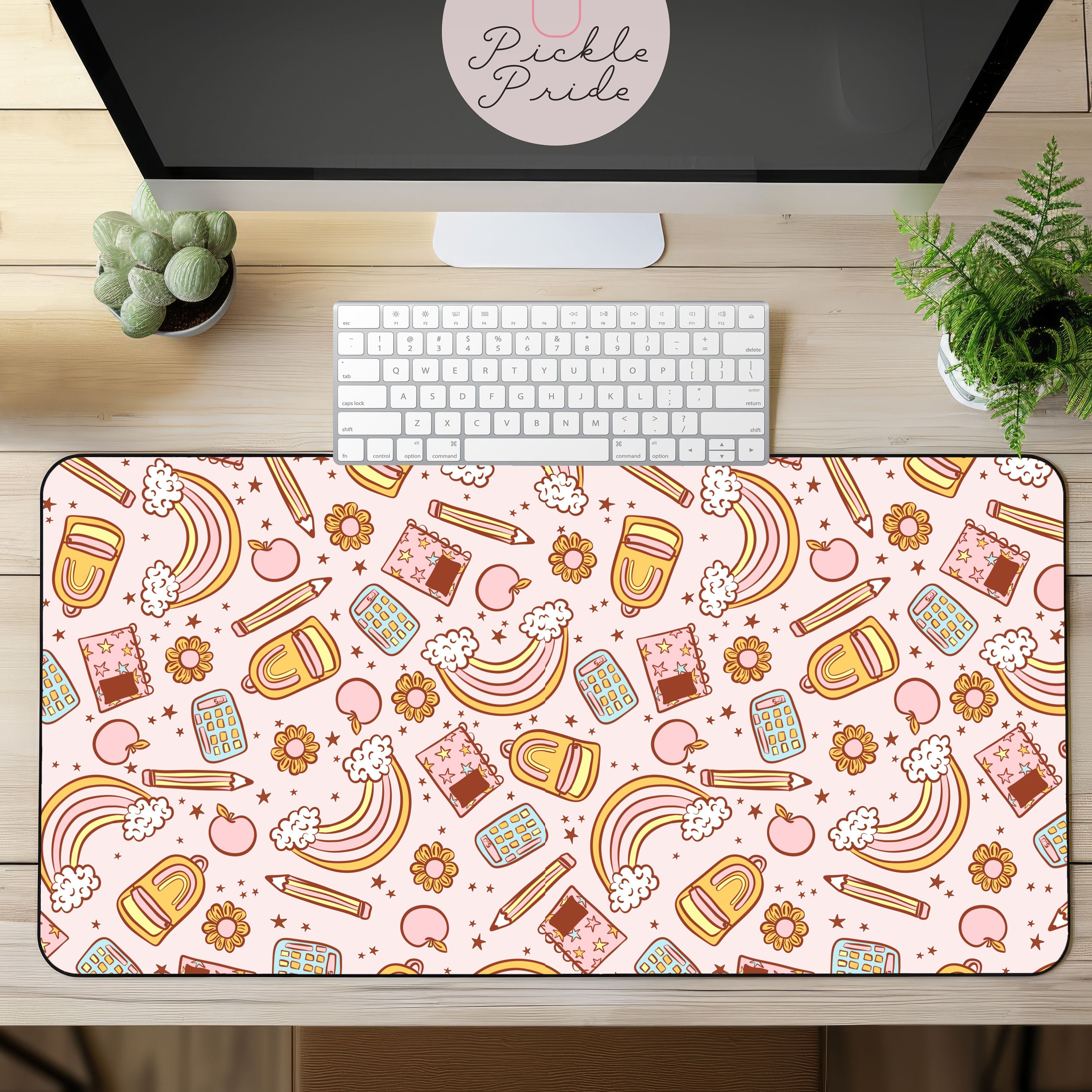 Cute Desk Mat, Teacher Desk Mat, Rainbow Desk Mat School Supplies Teacher Desk Mat, Teacher Mousepad, Teacher Keyboard Mat